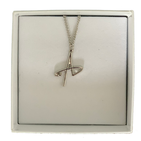 AD silver metal necklace in box Adam Doleac